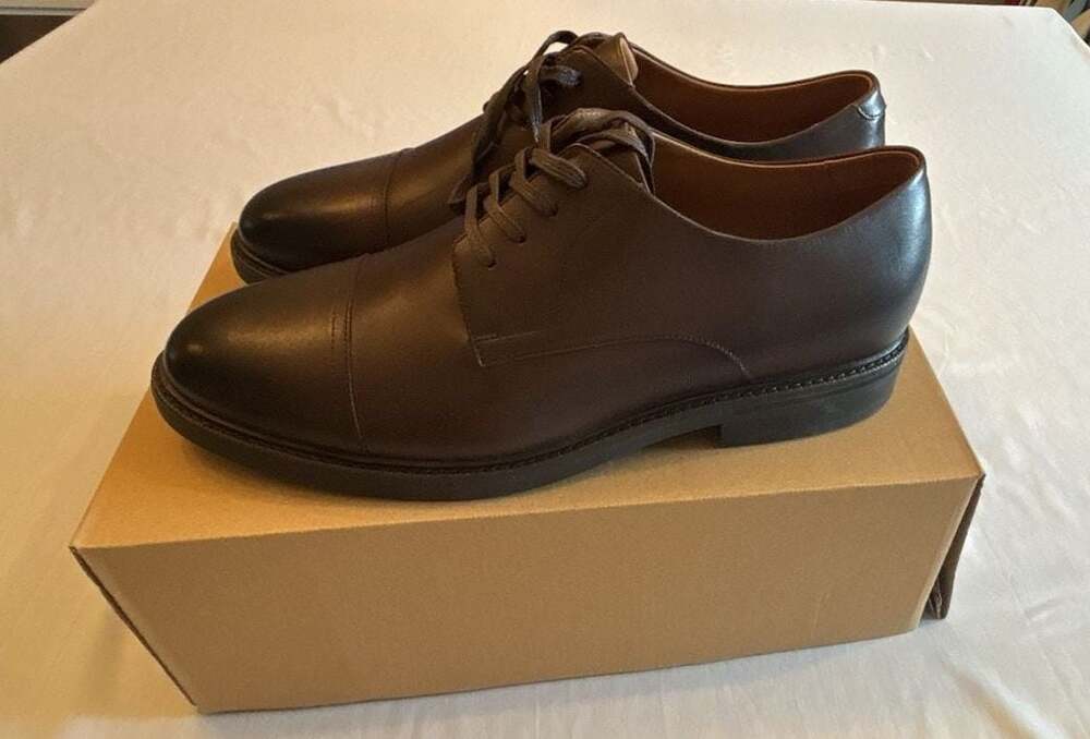 Polo Ralph Lauren Men's Asher Leather Cap Toe Oxford Dress Shoes Dark Brown